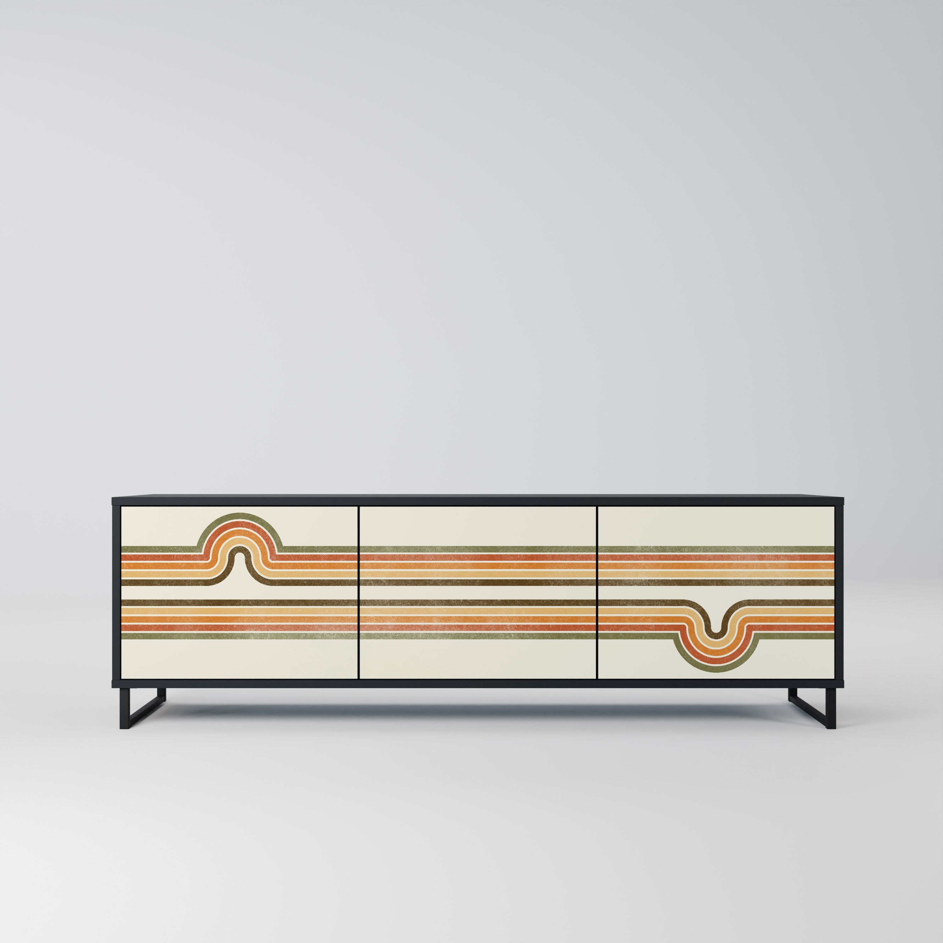 EXCEPTIONAL STREAM Móvel de TV com 3 Portas em Acabamento Preto
