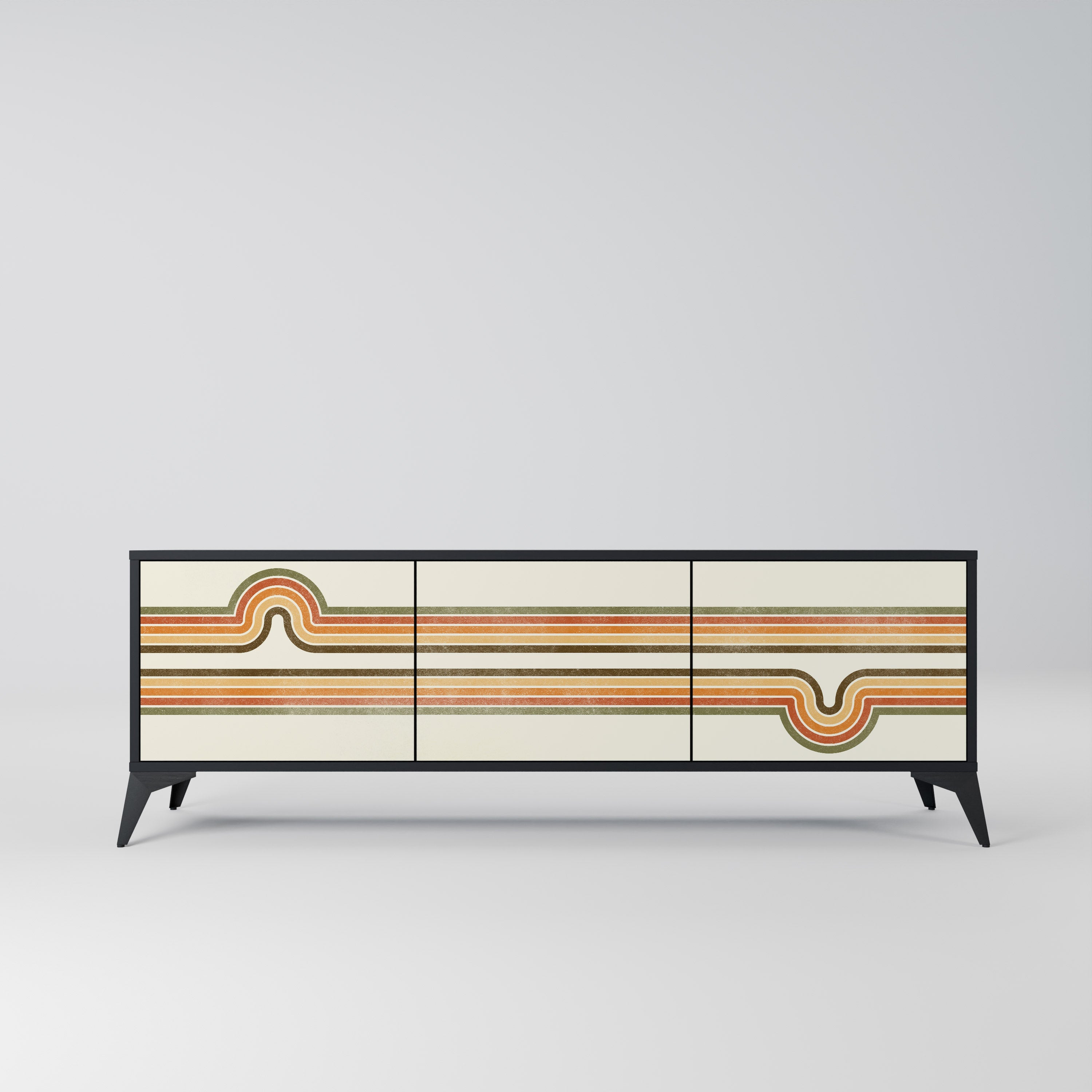 EXCEPTIONAL STREAM Móvel de TV com 3 Portas em Acabamento Preto