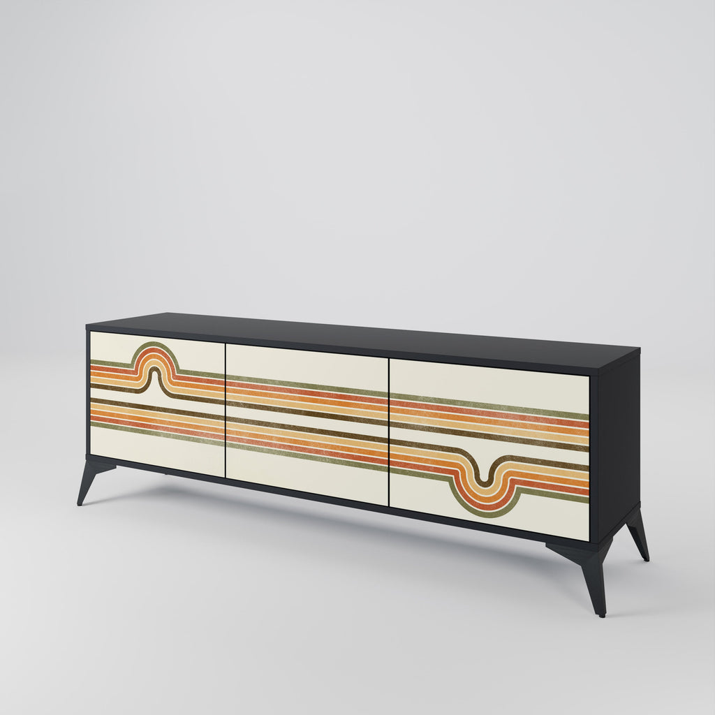 EXCEPTIONAL STREAM Móvel de TV com 3 Portas em Acabamento Preto