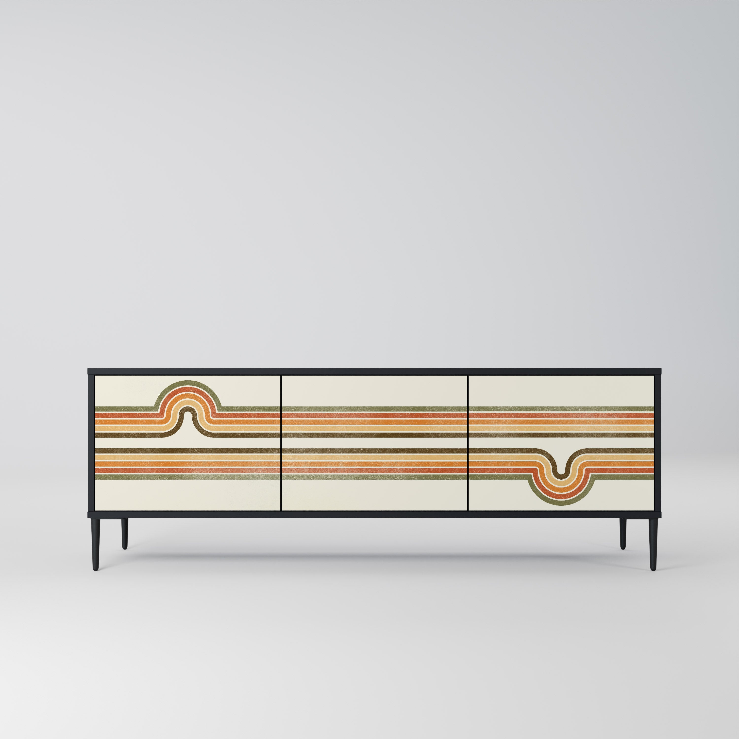 EXCEPTIONAL STREAM Móvel de TV com 3 Portas em Acabamento Preto