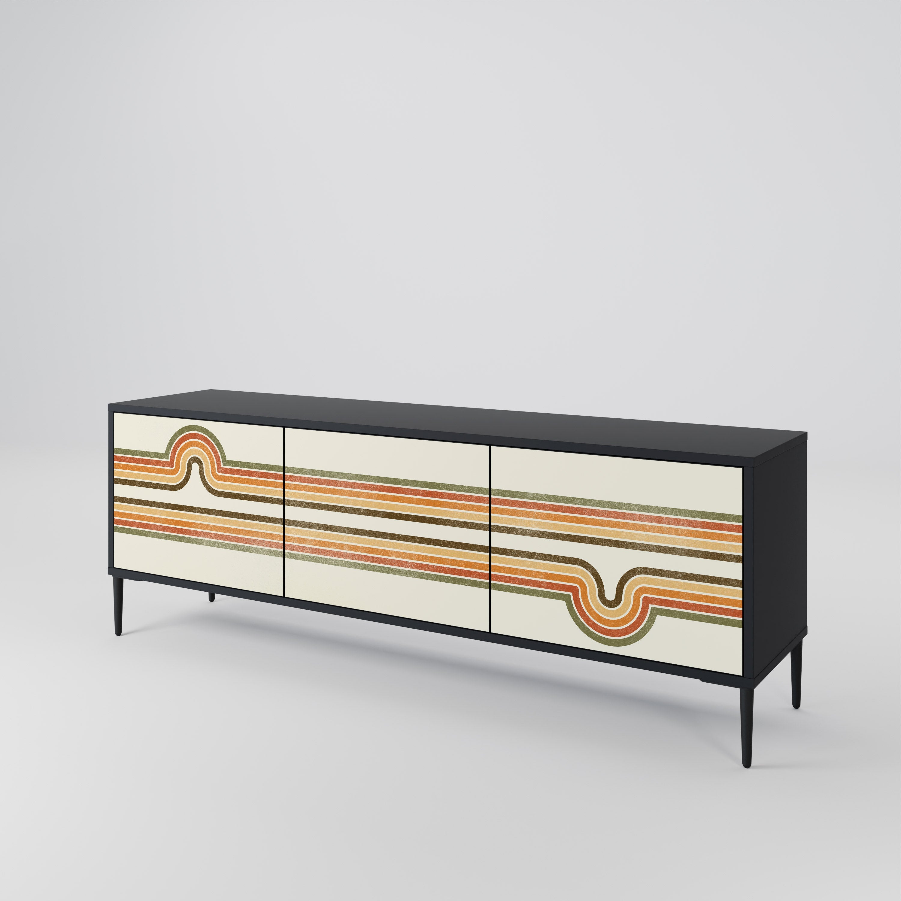 EXCEPTIONAL STREAM Móvel de TV com 3 Portas em Acabamento Preto