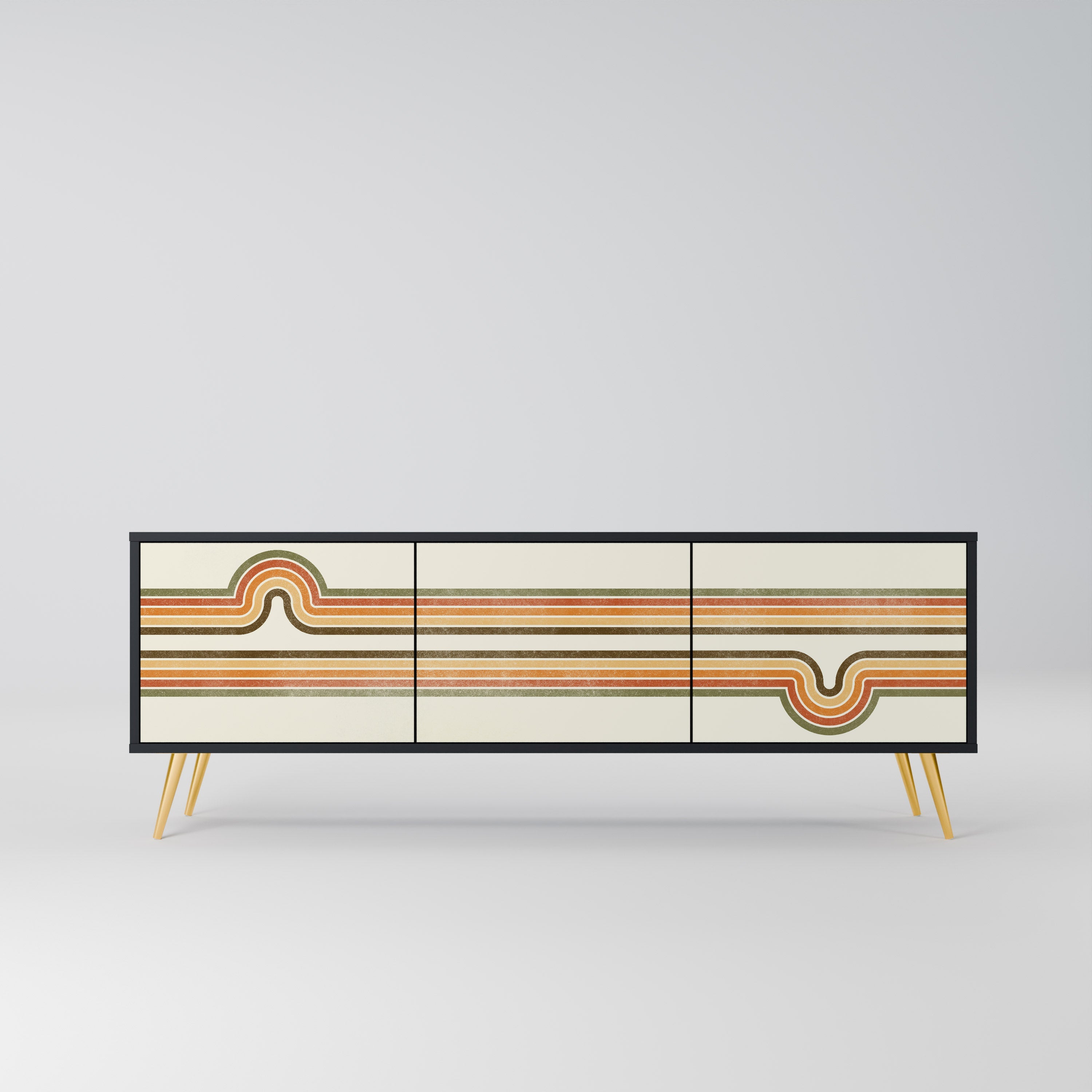 EXCEPTIONAL STREAM Móvel de TV com 3 Portas em Acabamento Preto