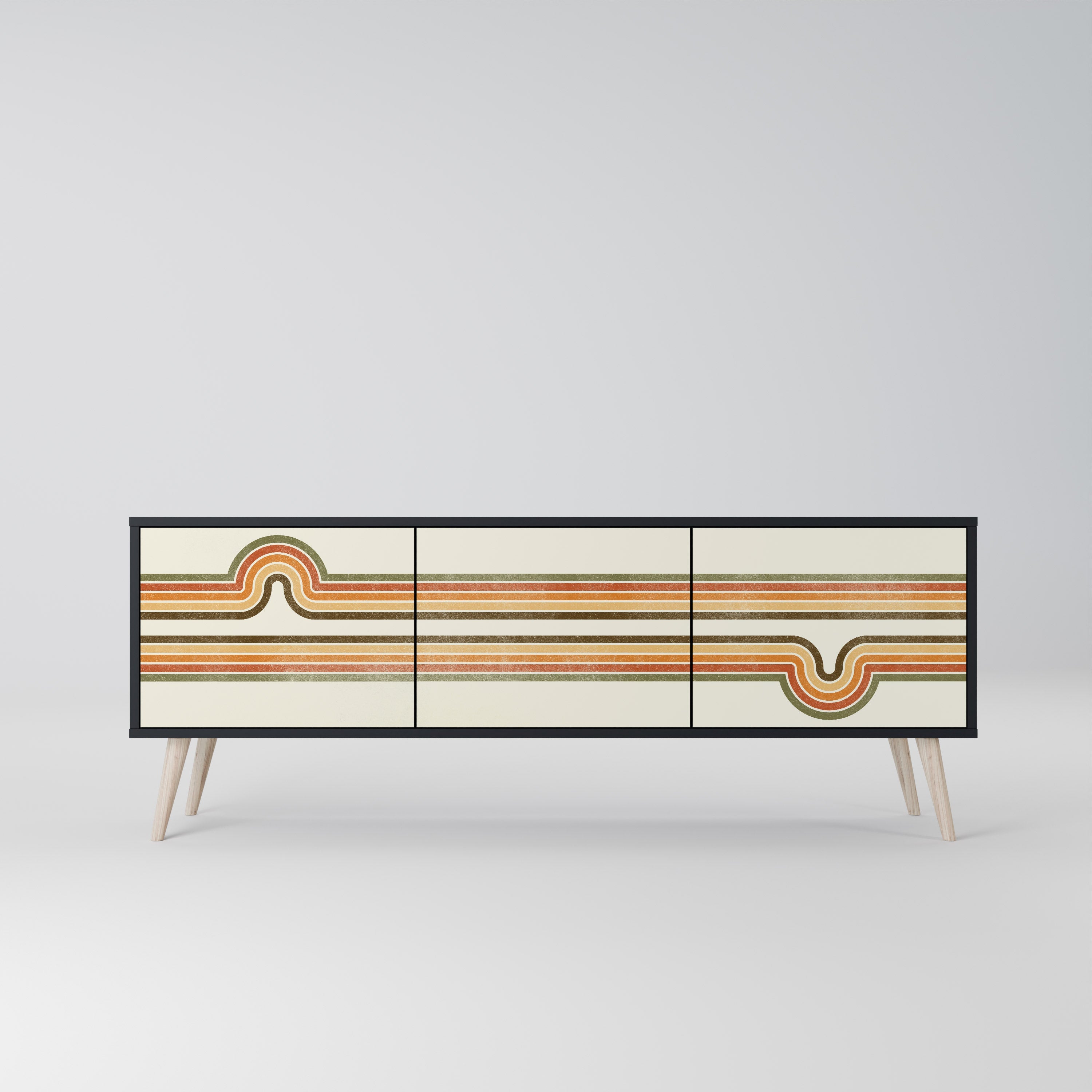 EXCEPTIONAL STREAM Móvel de TV com 3 Portas em Acabamento Preto