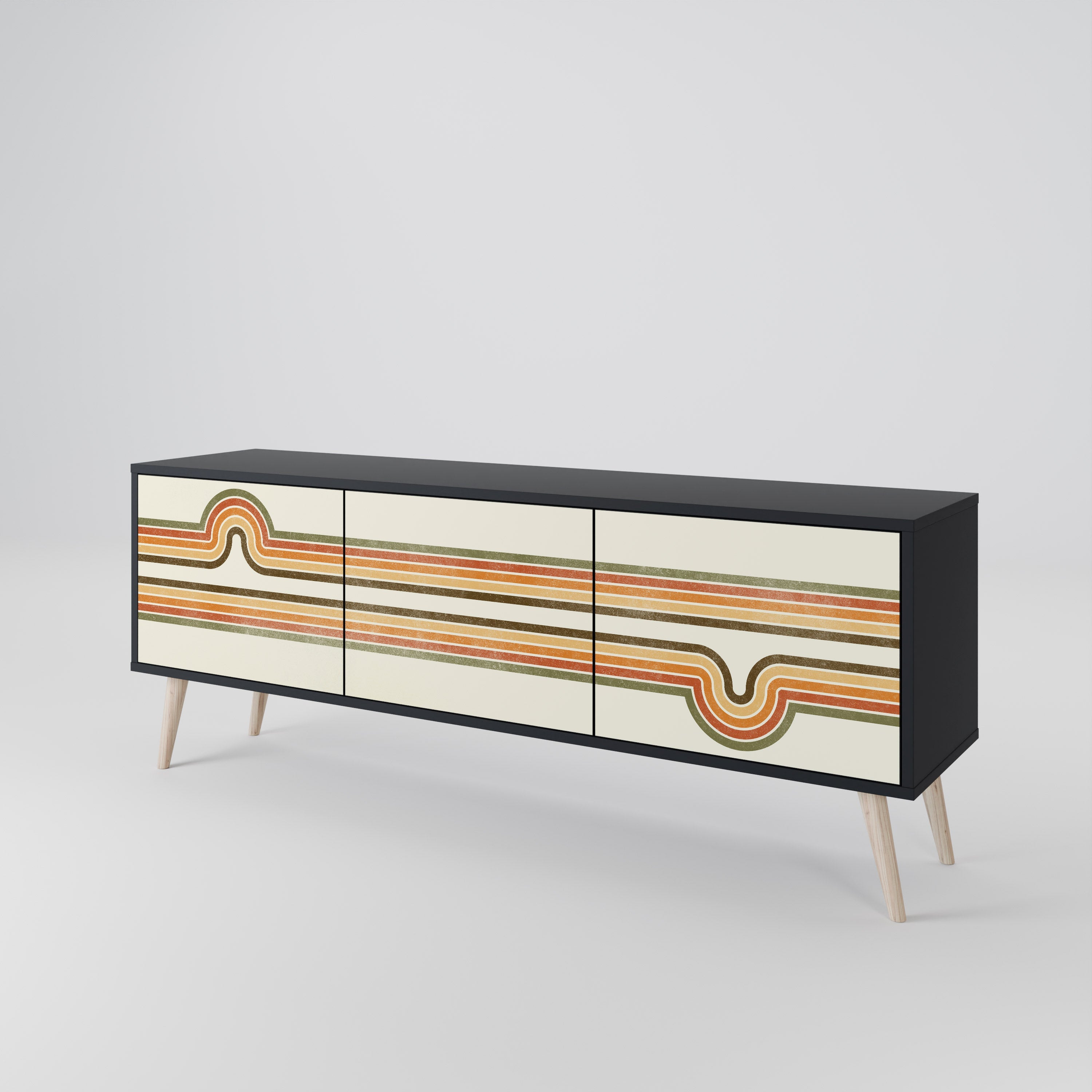 EXCEPTIONAL STREAM Móvel de TV com 3 Portas em Acabamento Preto