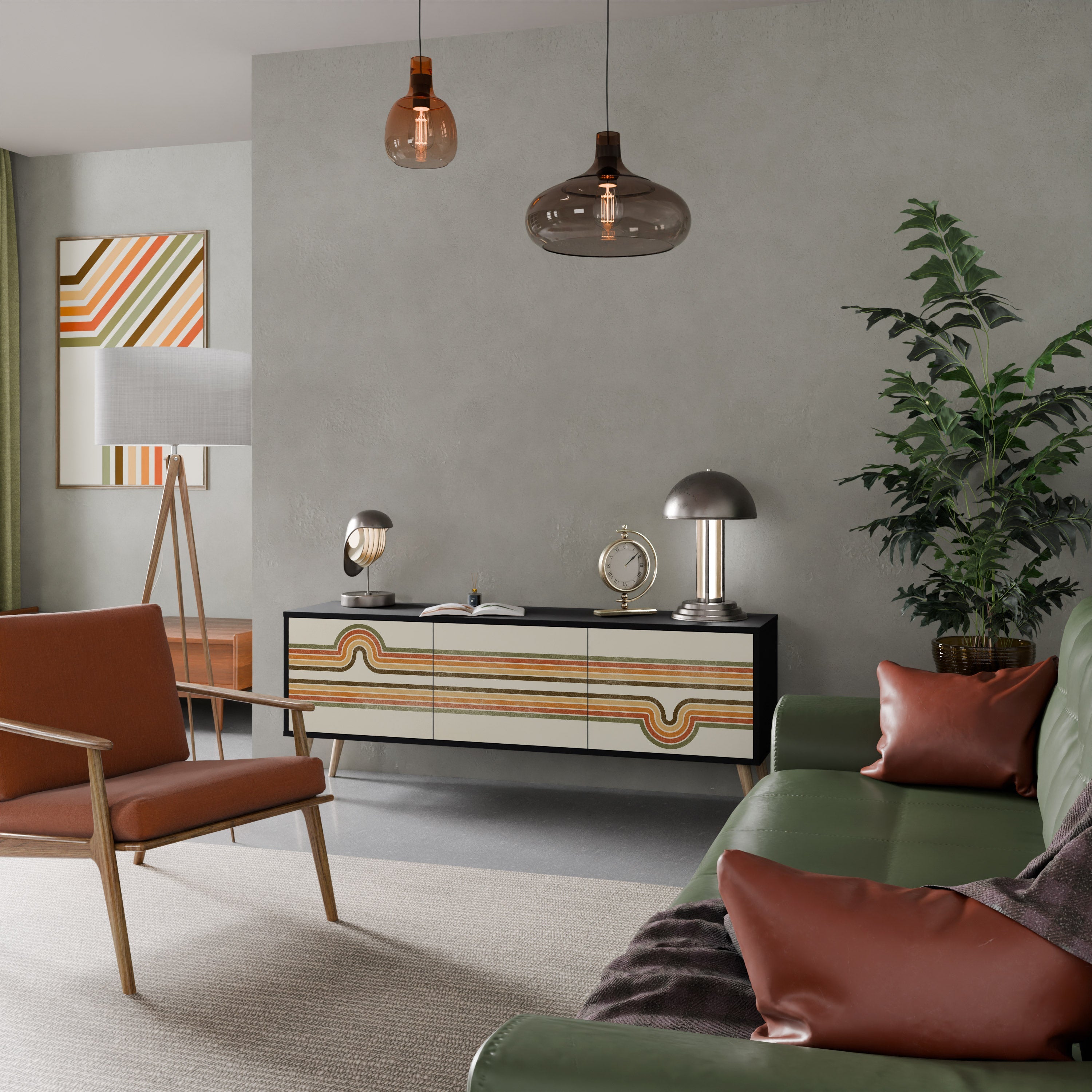 EXCEPTIONAL STREAM Móvel de TV com 3 Portas em Acabamento Preto