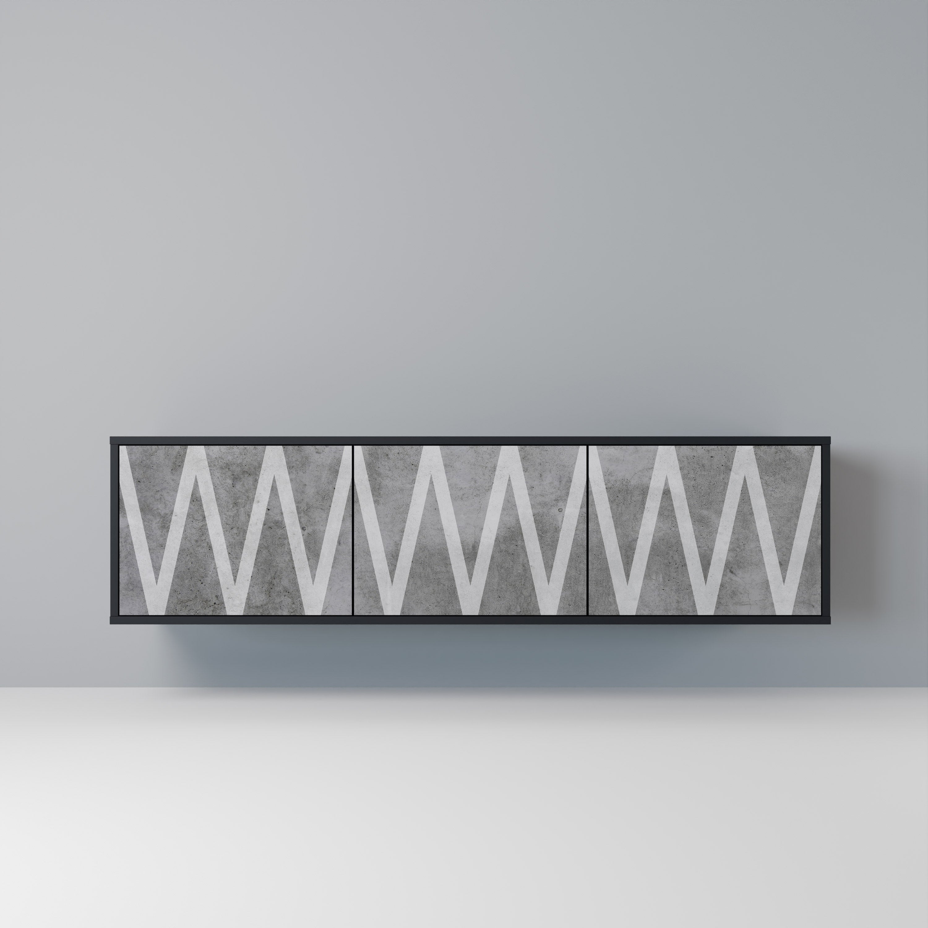 SOLID ZIG ZAG Móvel de TV com 3 Portas em Acabamento Preto