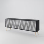 SOLID ZIG ZAG Móvel de TV com 3 Portas em Acabamento Preto