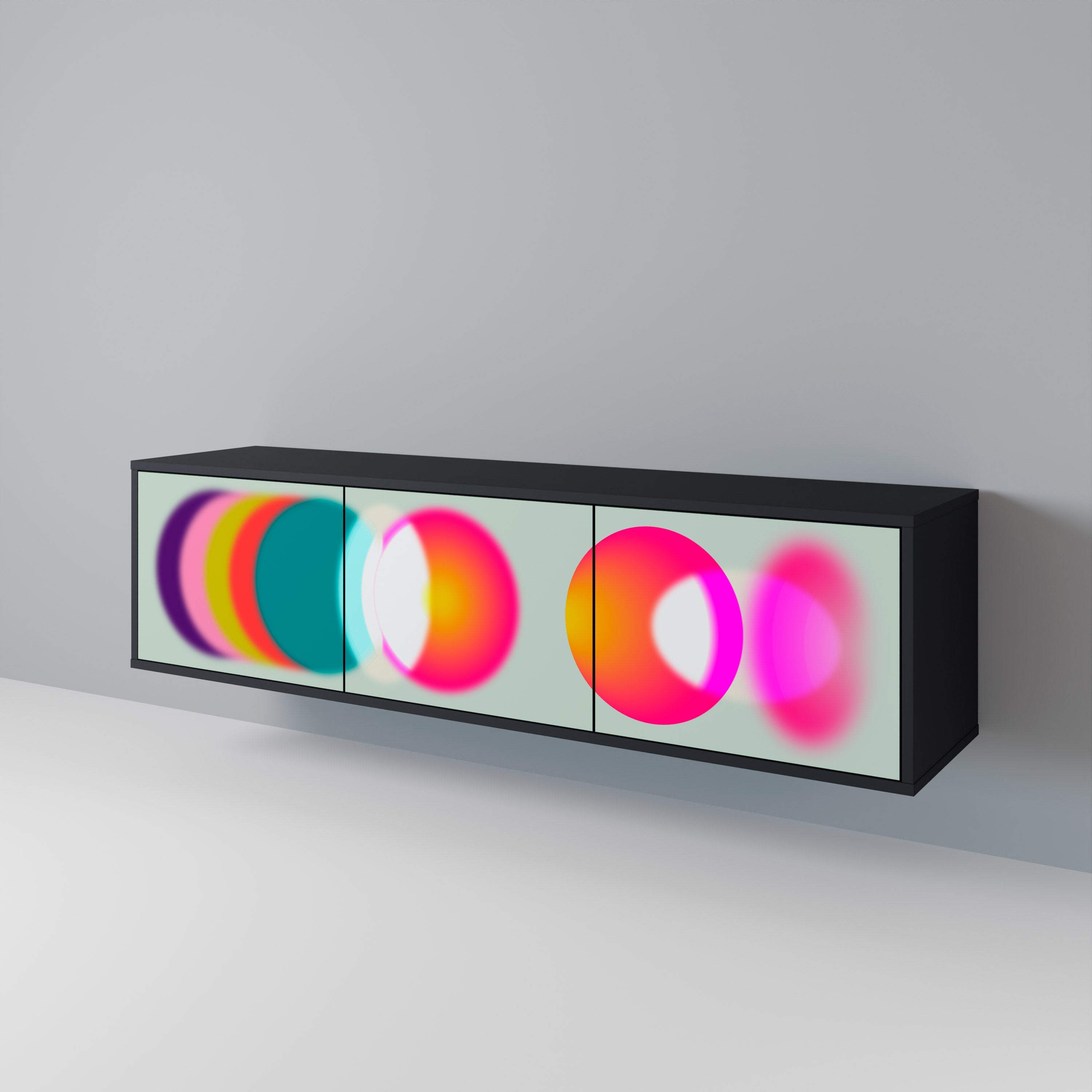 SYMPHONY OF COLORS Móvel de TV com 3 Portas em Acabamento Preto