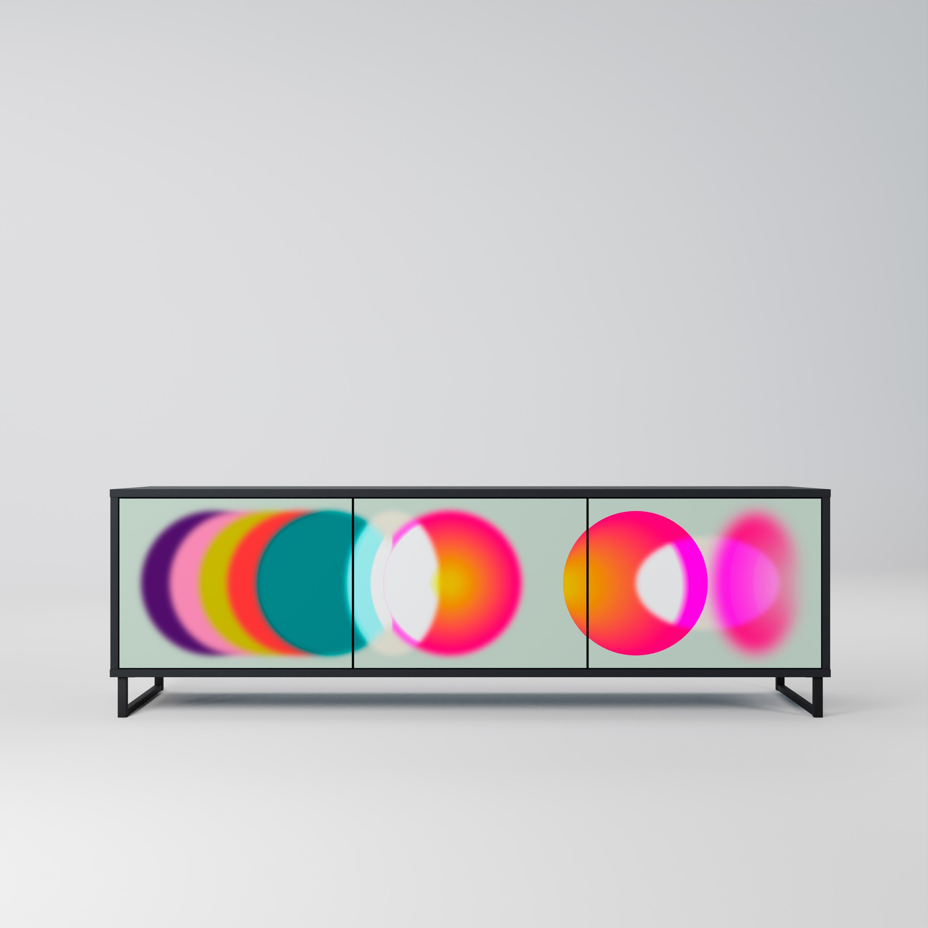 SYMPHONY OF COLORS Móvel de TV com 3 Portas em Acabamento Preto