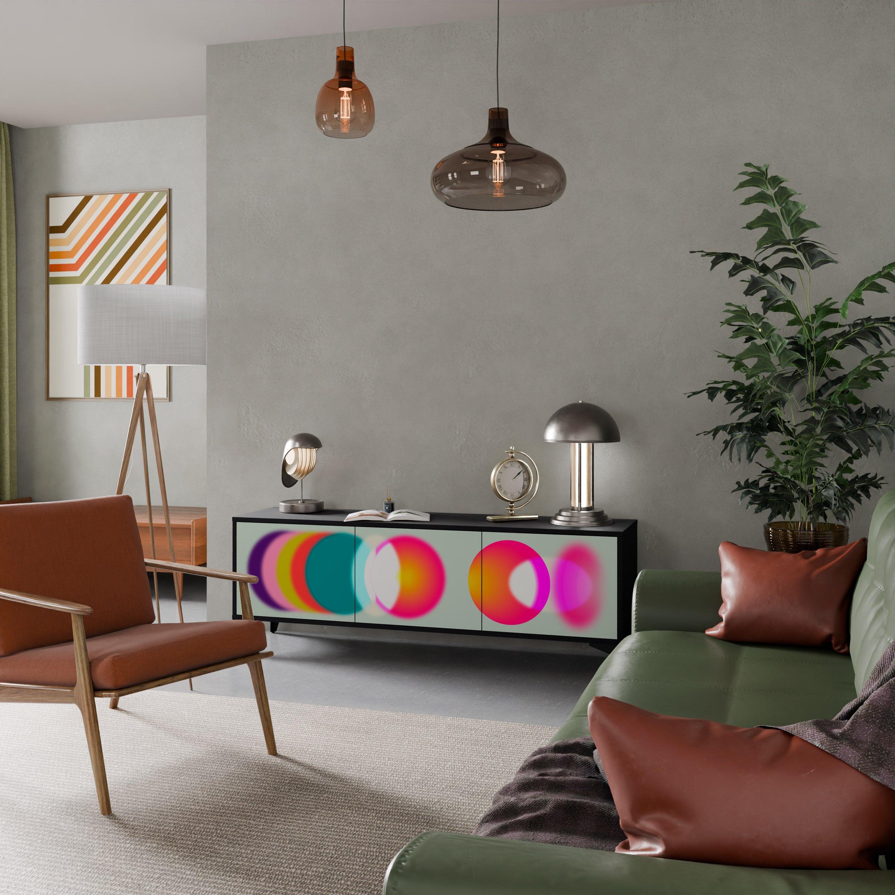 SYMPHONY OF COLORS Móvel de TV com 3 Portas em Acabamento Preto