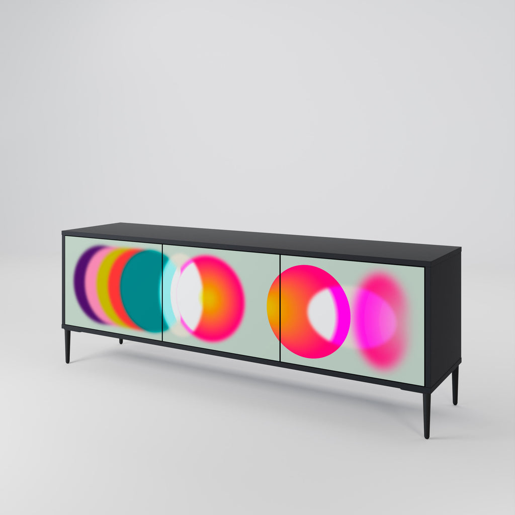 SYMPHONY OF COLORS Móvel de TV com 3 Portas em Acabamento Preto