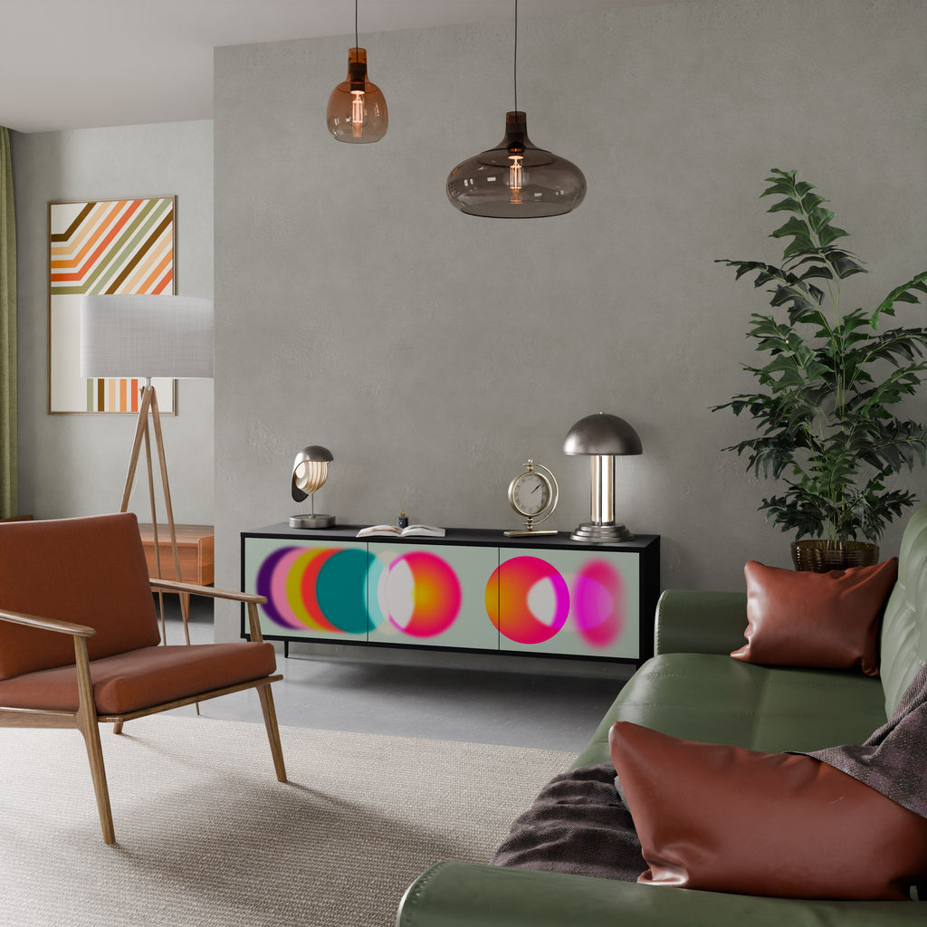 SYMPHONY OF COLORS Móvel de TV com 3 Portas em Acabamento Preto