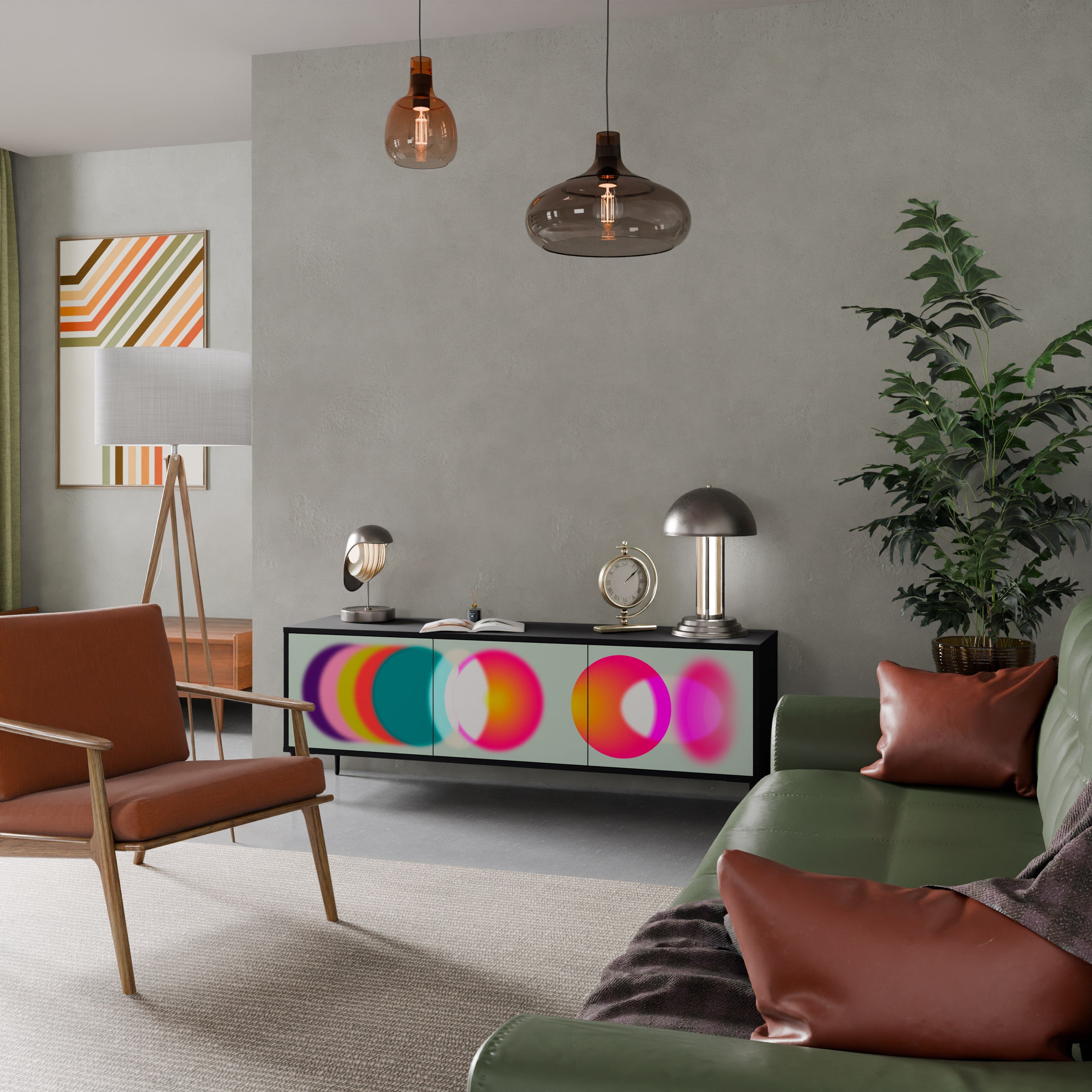 SYMPHONY OF COLORS Móvel de TV com 3 Portas em Acabamento Preto