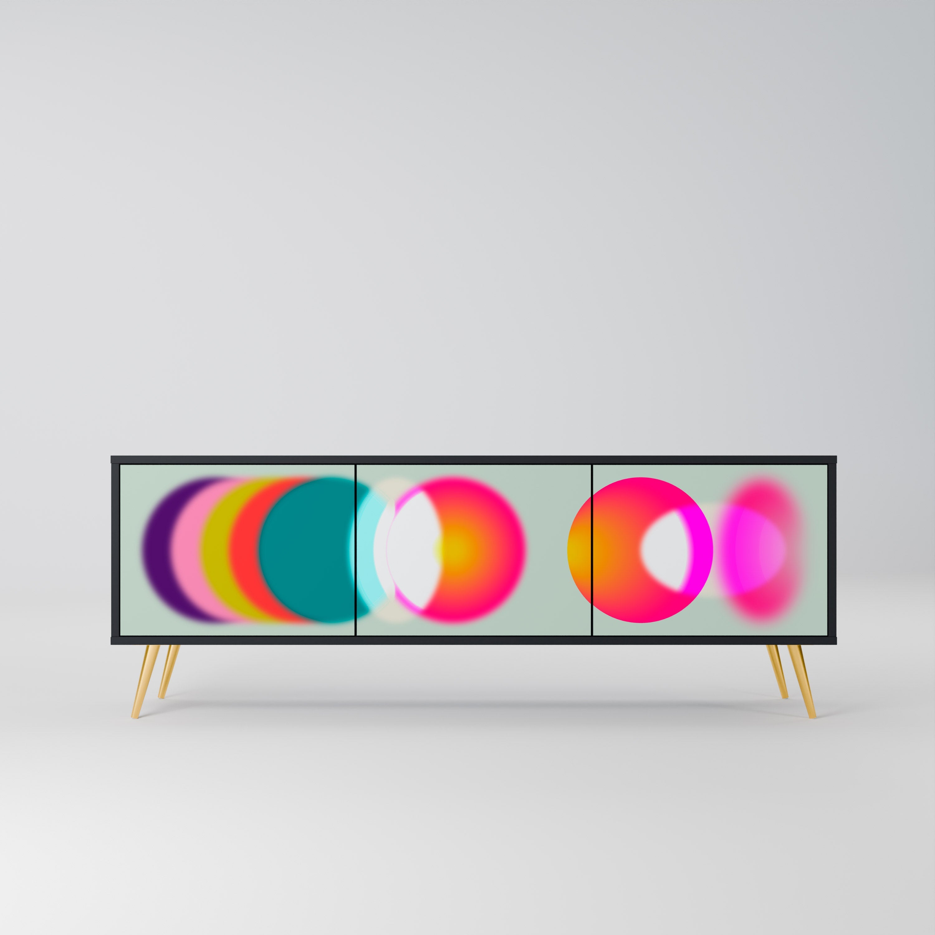 SYMPHONY OF COLORS Móvel de TV com 3 Portas em Acabamento Preto