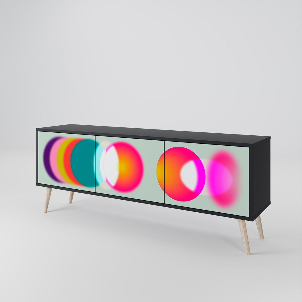SYMPHONY OF COLORS Móvel de TV com 3 Portas em Acabamento Preto