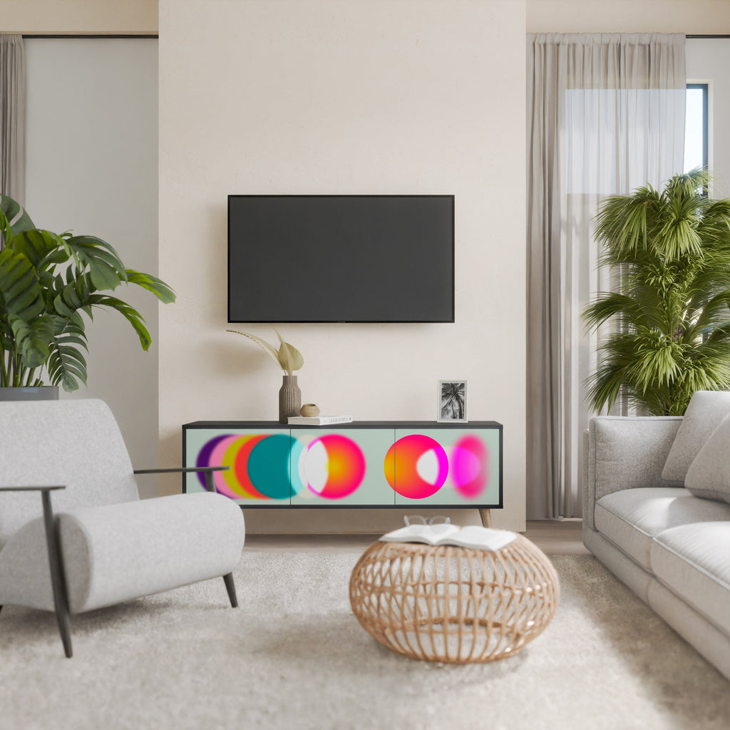 SYMPHONY OF COLORS Móvel de TV com 3 Portas em Acabamento Preto