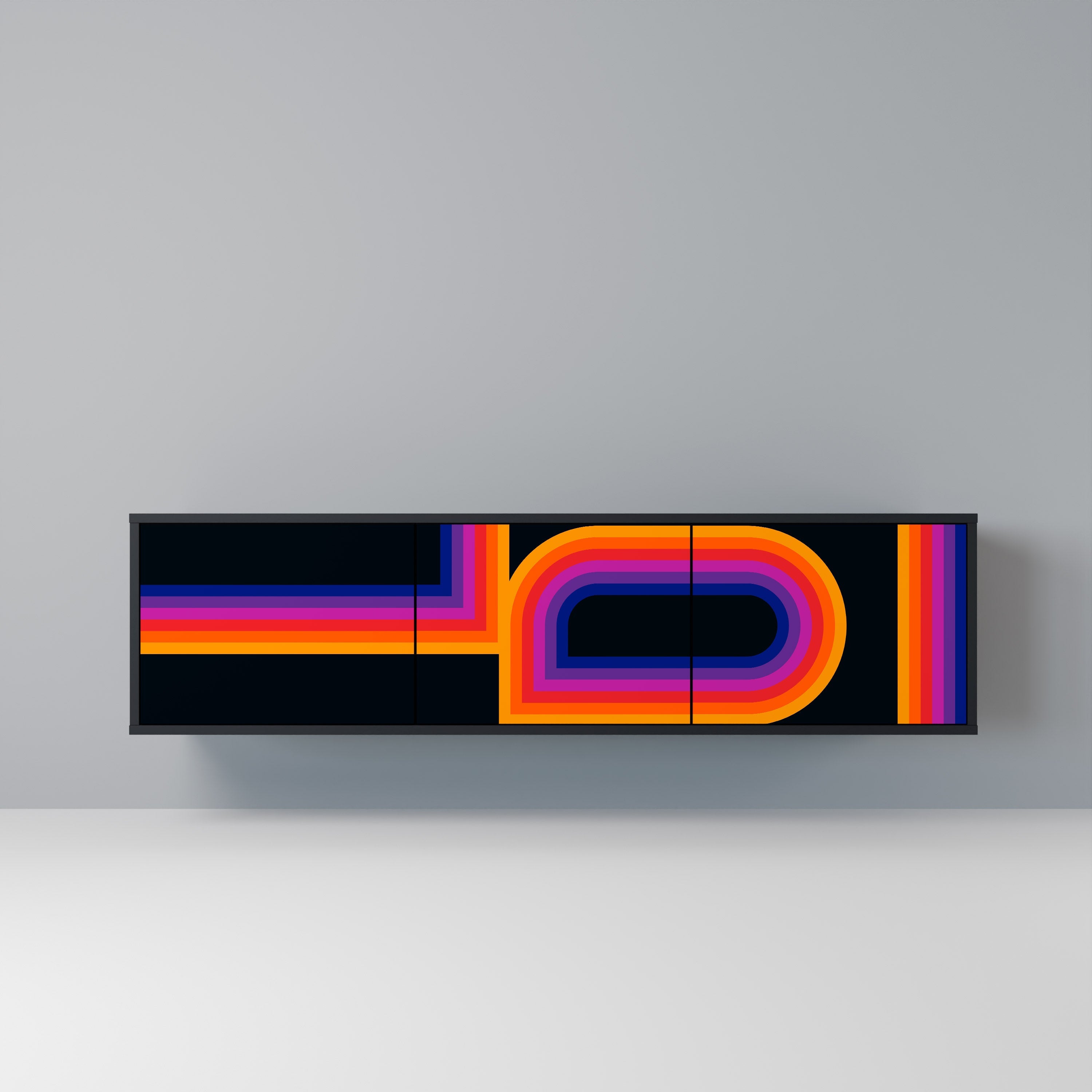 BLINDED BY THE LIGHTS Móvel de TV com 3 Portas em Acabamento Preto