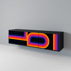 BLINDED BY THE LIGHTS 3-Door TV Stand in Black Finish