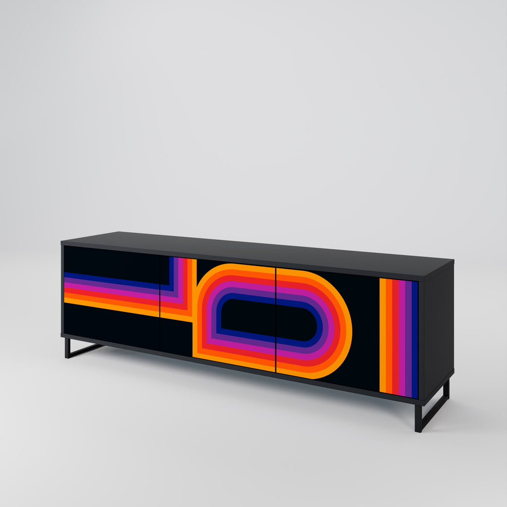 BLINDED BY THE LIGHTS 3-Door TV Stand in Black Finish