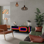 BLINDED BY THE LIGHTS 3-Door TV Stand in Black Finish