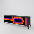 BLINDED BY THE LIGHTS 3-Door TV Stand in Black Finish
