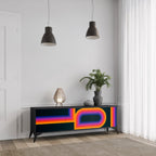 BLINDED BY THE LIGHTS 3-Door TV Stand in Black Finish