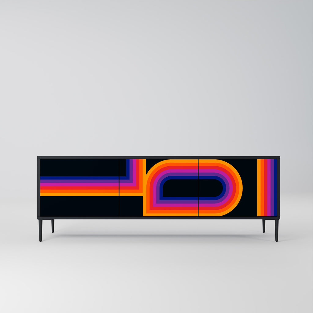 BLINDED BY THE LIGHTS 3-Door TV Stand in Black Finish