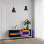 BLINDED BY THE LIGHTS 3-Door TV Stand in Black Finish