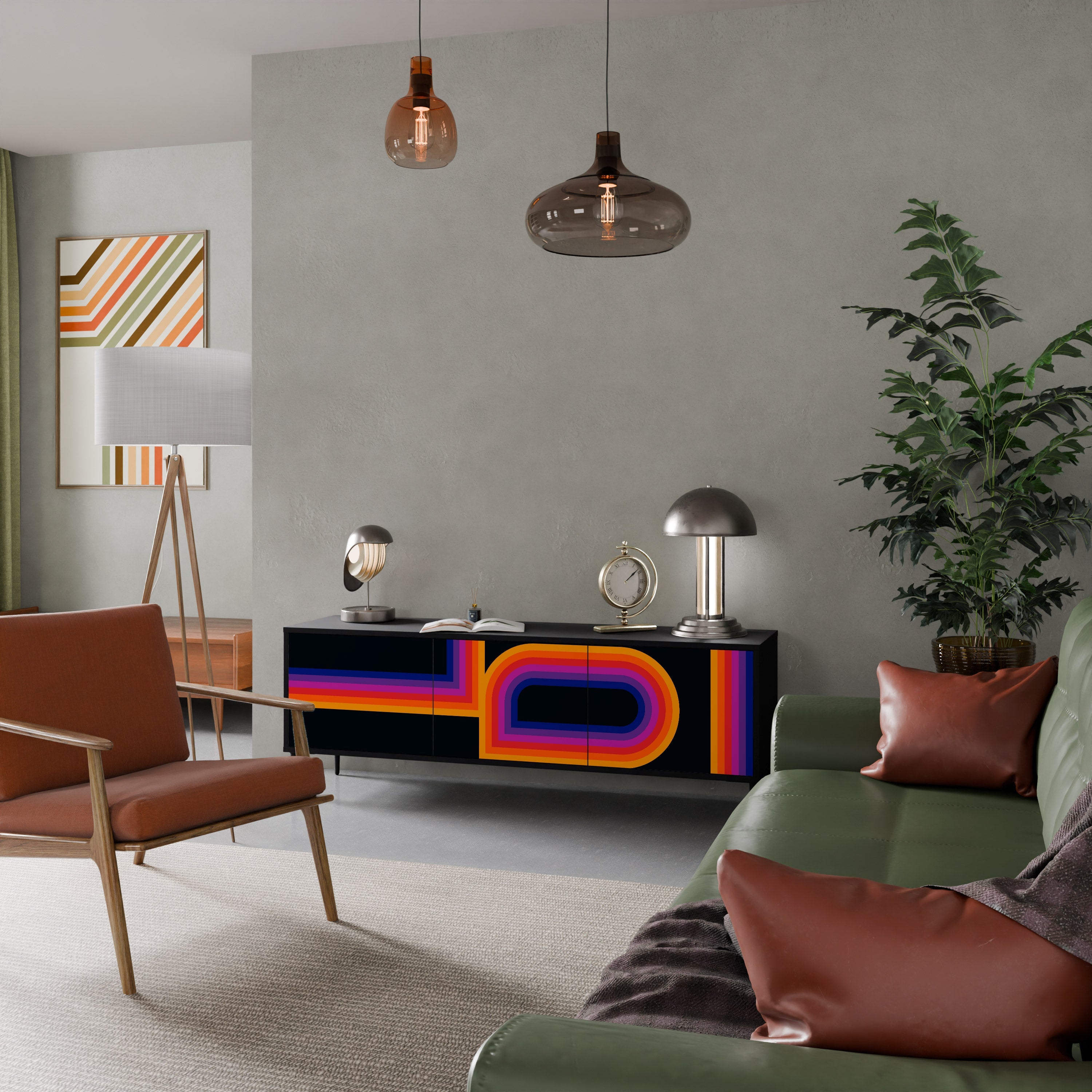 BLINDED BY THE LIGHTS Móvel de TV com 3 Portas em Acabamento Preto