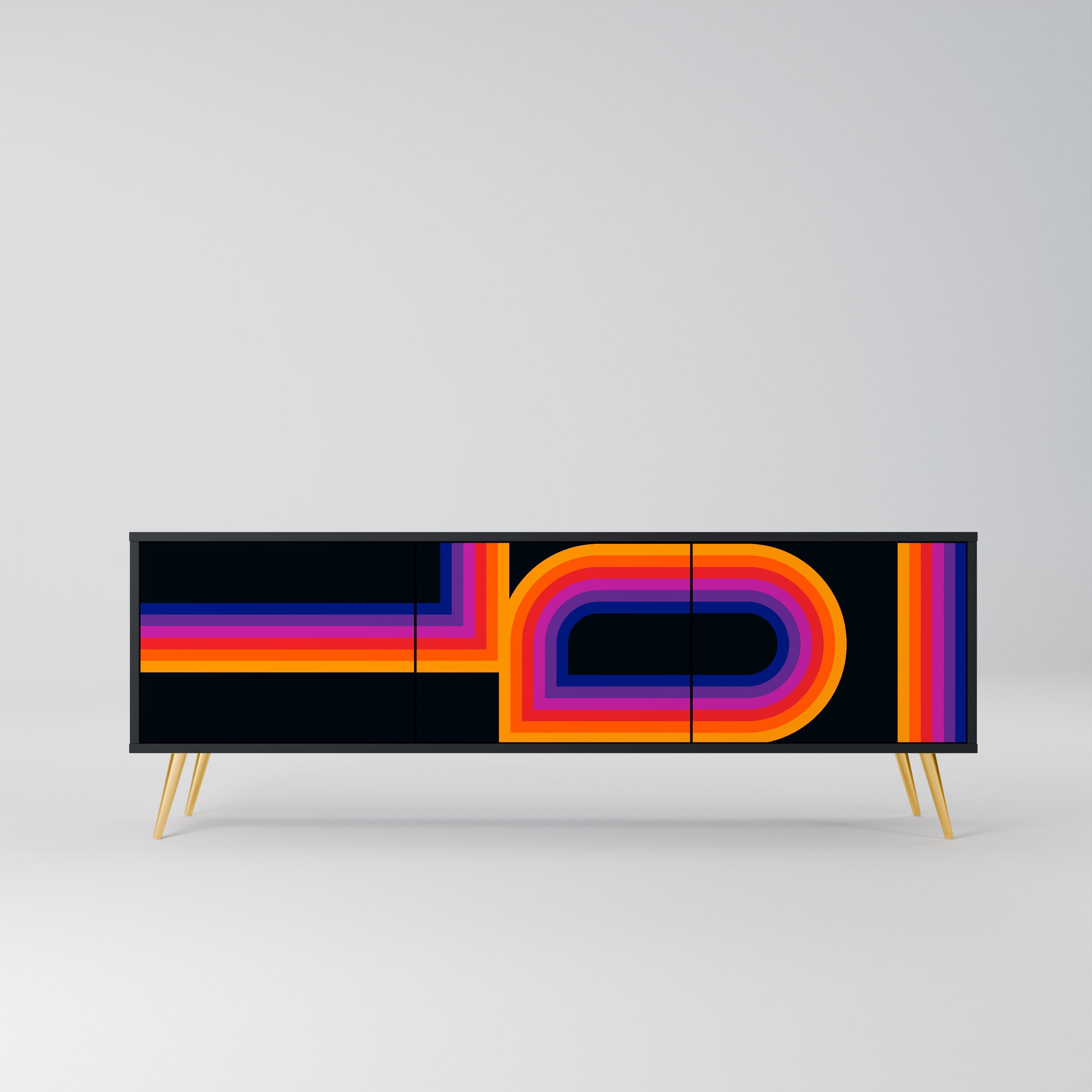 BLINDED BY THE LIGHTS Móvel de TV com 3 Portas em Acabamento Preto