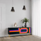 BLINDED BY THE LIGHTS 3-Door TV Stand in Black Finish