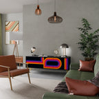 BLINDED BY THE LIGHTS 3-Door TV Stand in Black Finish