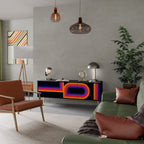 BLINDED BY THE LIGHTS 3-Door TV Stand in Black Finish