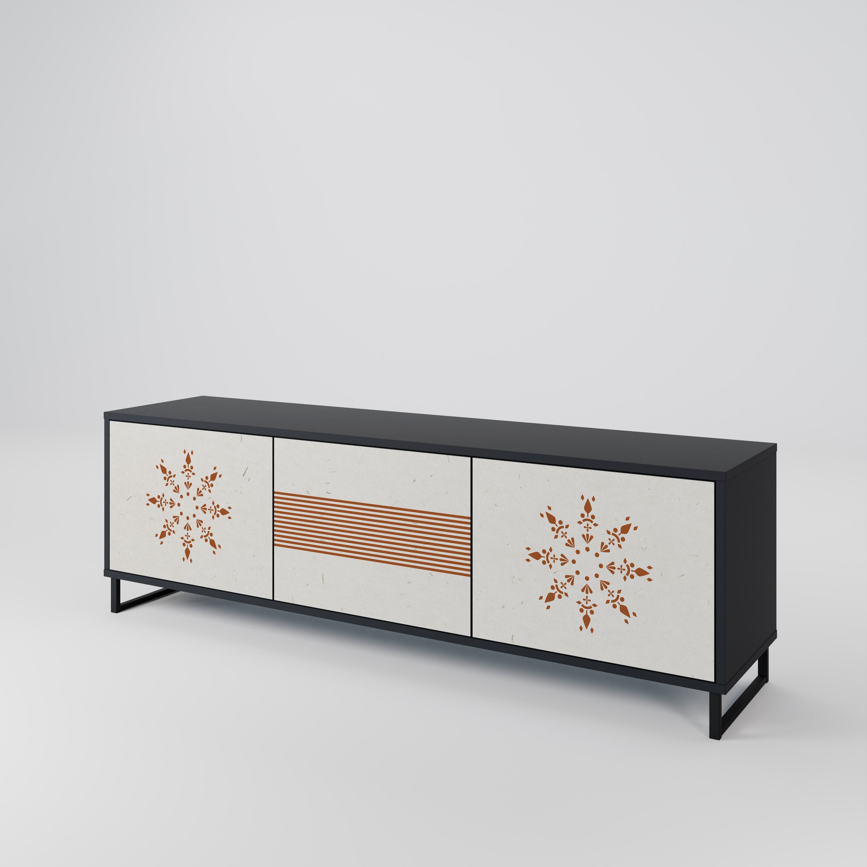 DAILY HARMONY 3-Door TV Stand in Black Finish