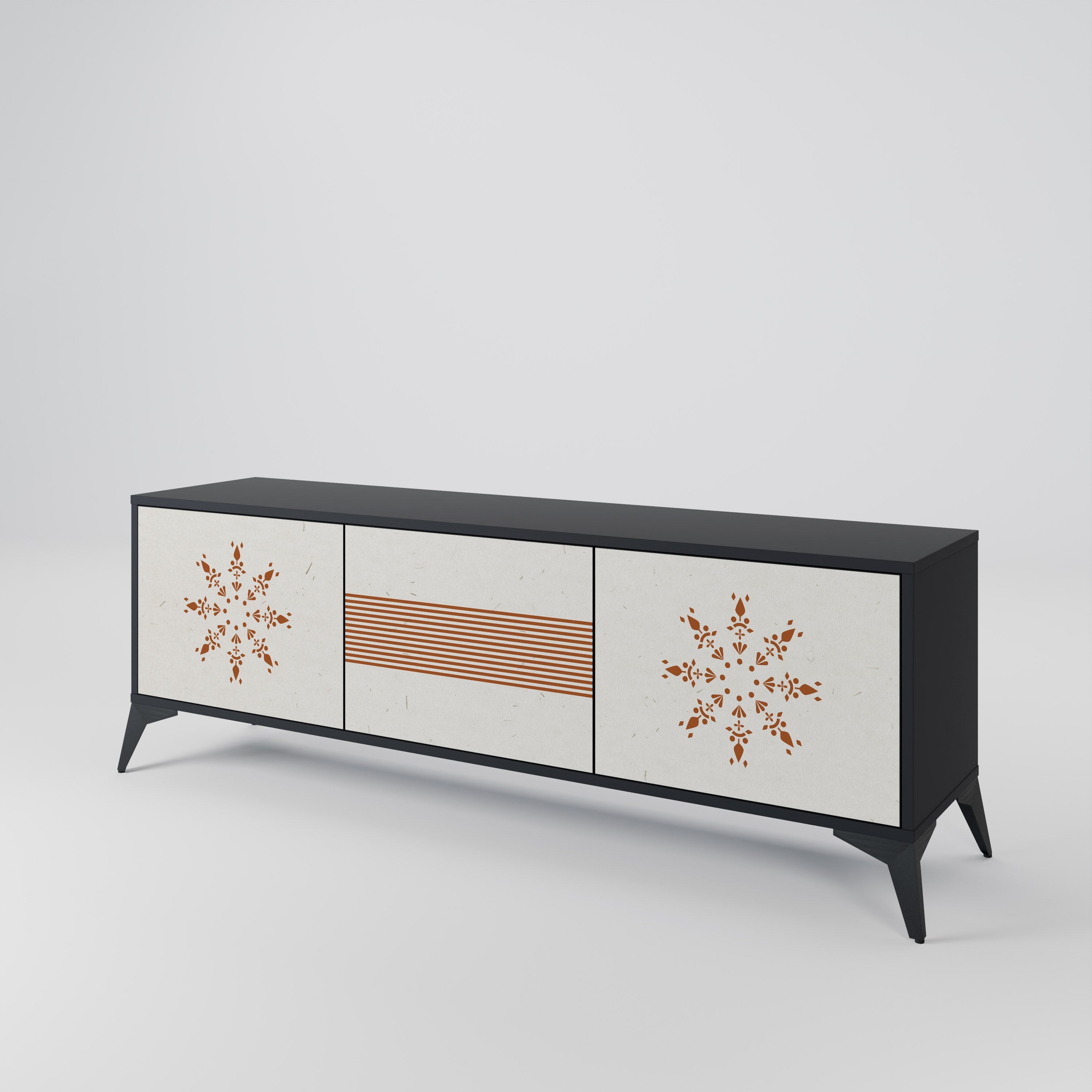 DAILY HARMONY 3-Door TV Stand in Black Finish