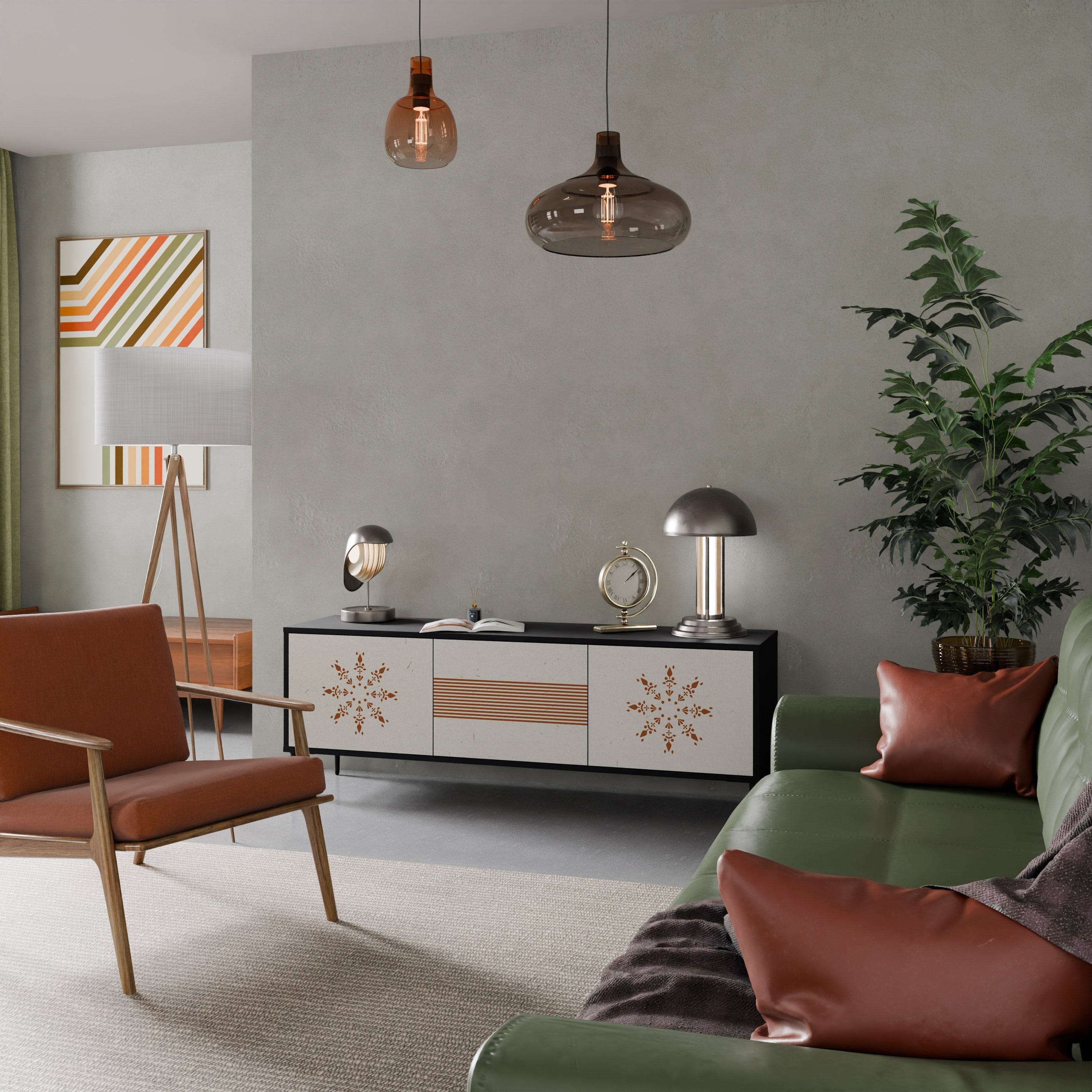 DAILY HARMONY Móvel de TV com 3 Portas em Acabamento Preto