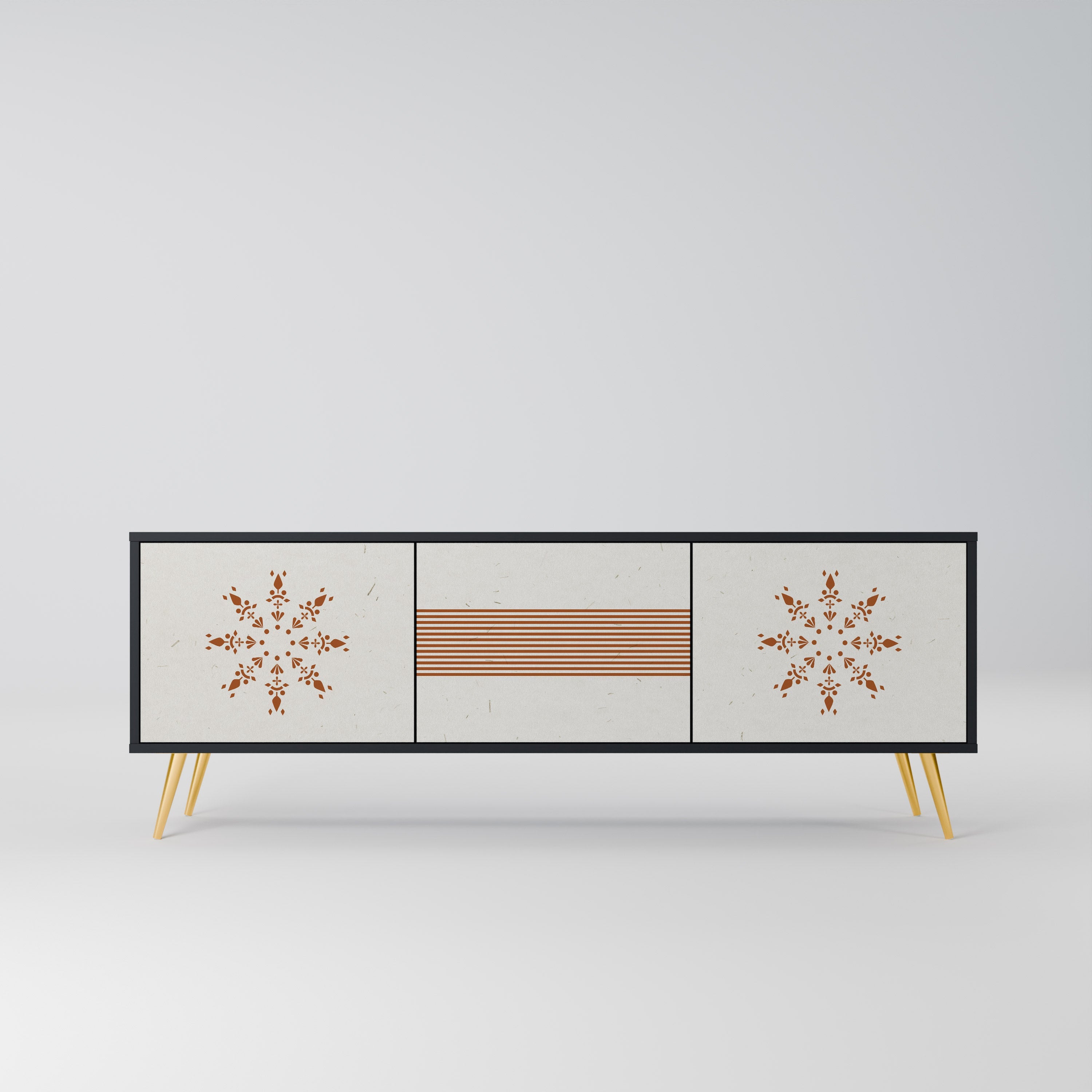 DAILY HARMONY Móvel de TV com 3 Portas em Acabamento Preto