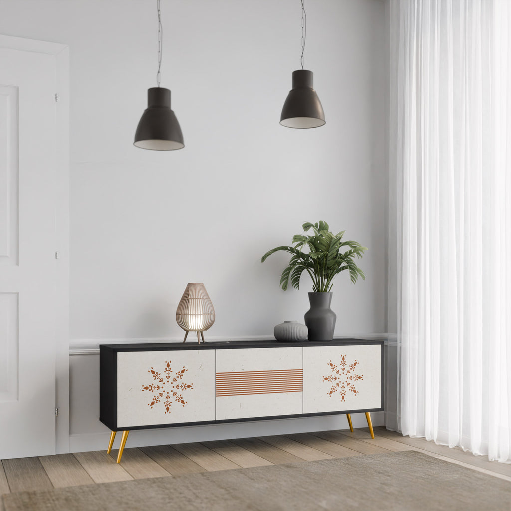 DAILY HARMONY 3-Door TV Stand in Black Finish