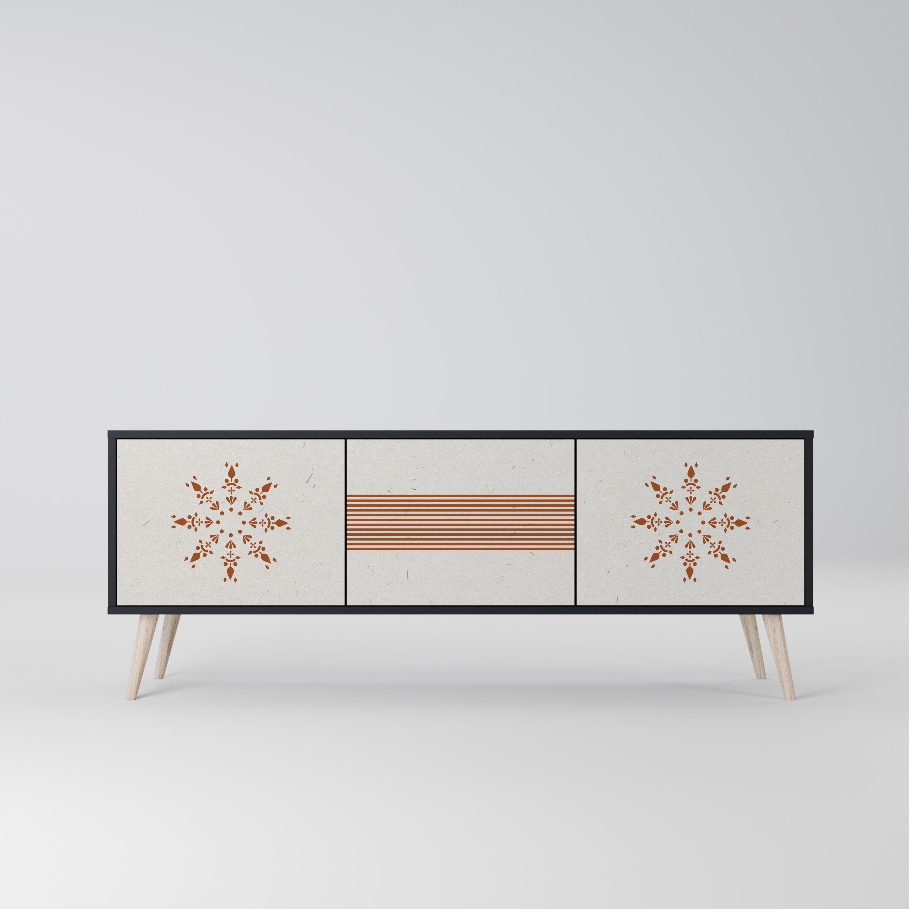 DAILY HARMONY Móvel de TV com 3 Portas em Acabamento Preto