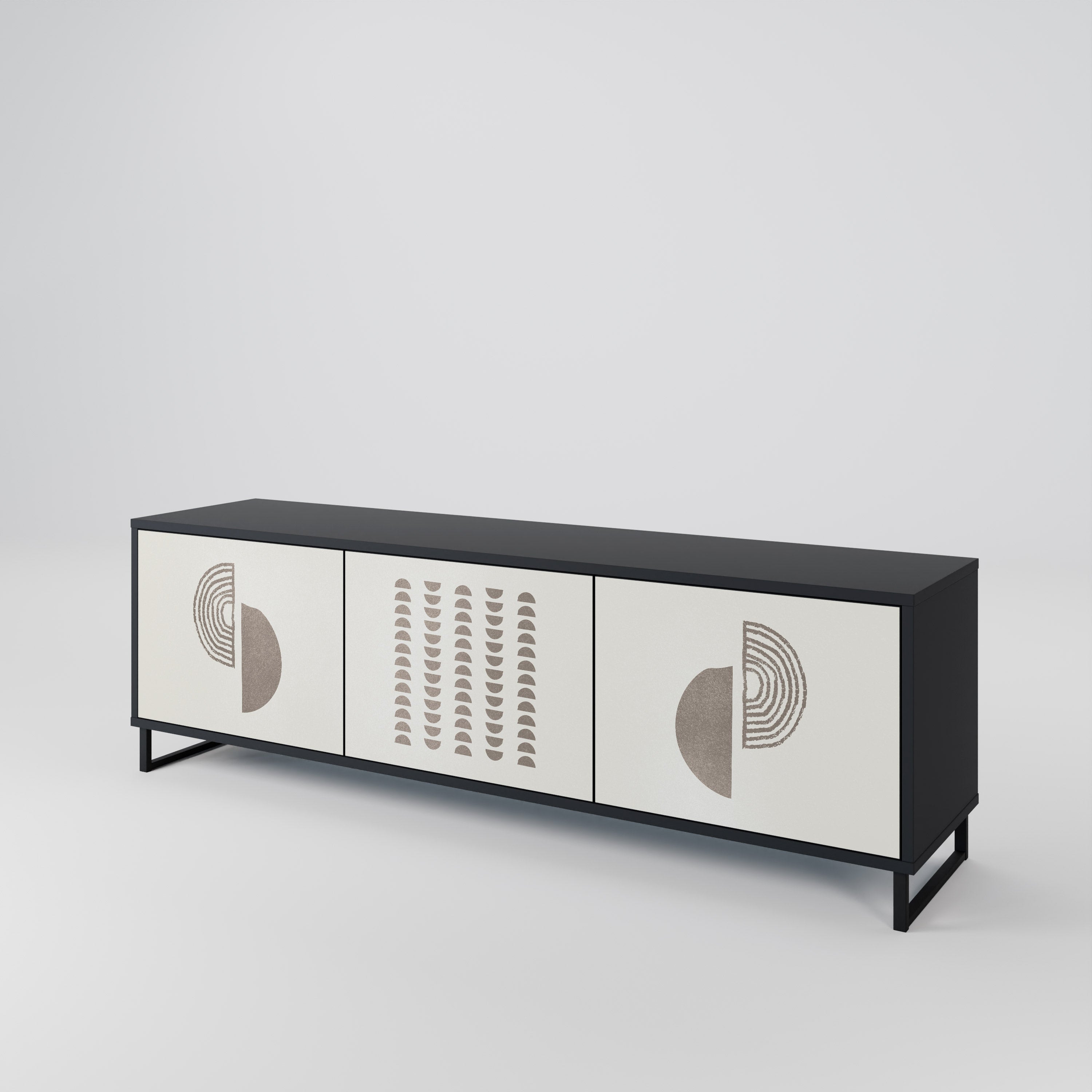 HARMONY ESSENCE 3-Door TV Stand in Black Finish