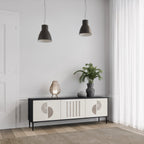 HARMONY ESSENCE 3-Door TV Stand in Black Finish