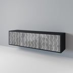 WAVES OF CONCRETE Móvel de TV com 3 Portas em Acabamento Preto