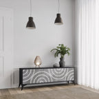 CIRCLE CONCRETE Móvel de TV com 3 Portas em Acabamento Preto