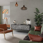 CIRCLE CONCRETE Móvel de TV com 3 Portas em Acabamento Preto