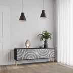 CIRCLE CONCRETE Móvel de TV com 3 Portas em Acabamento Preto