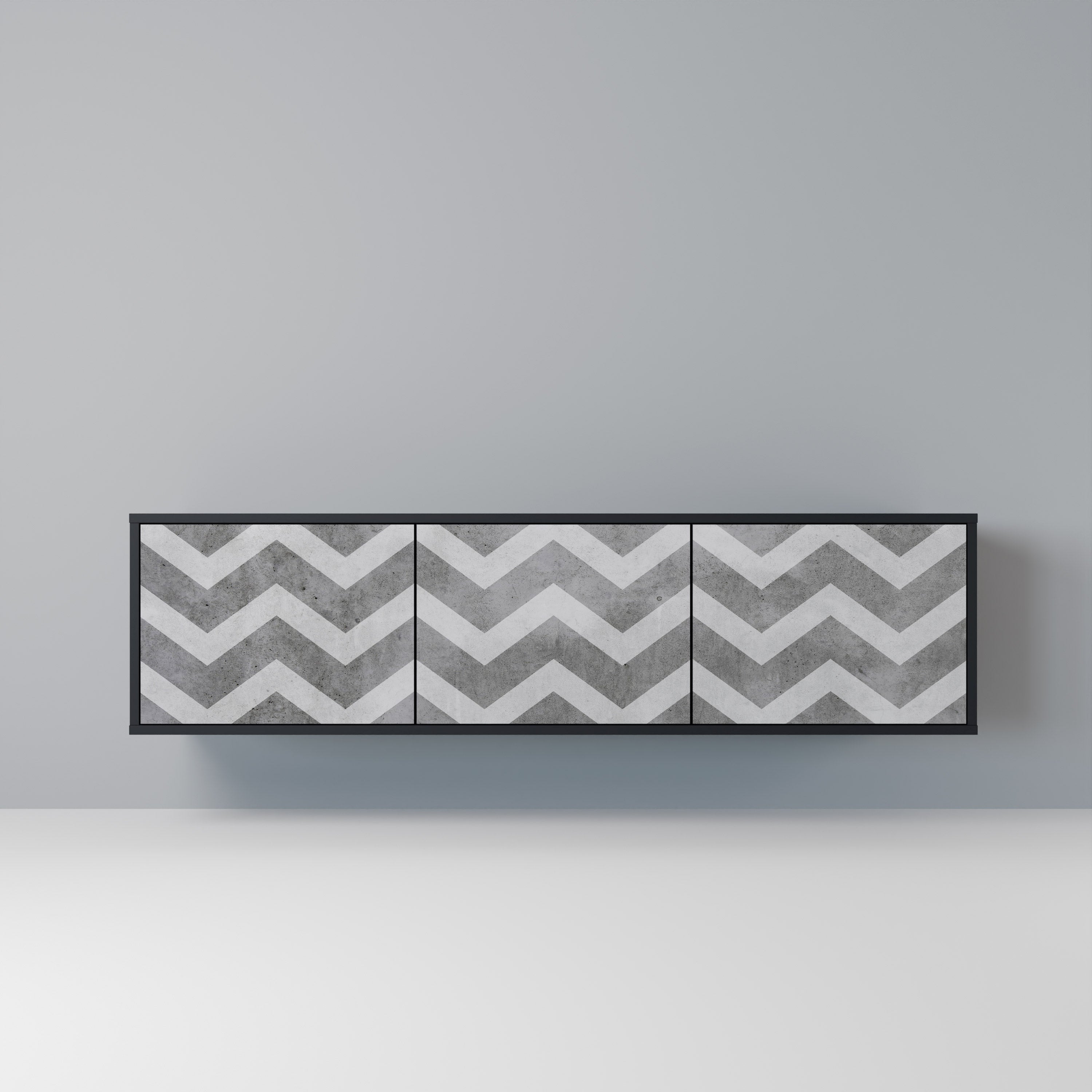 TOUGH ZIG ZAG Móvel de TV com 3 Portas em Acabamento Preto