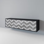 TOUGH ZIG ZAG Móvel de TV com 3 Portas em Acabamento Preto