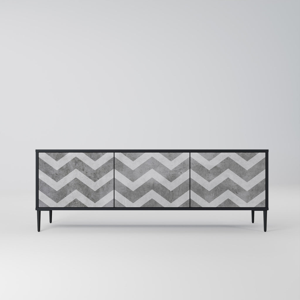 TOUGH ZIG ZAG Móvel de TV com 3 Portas em Acabamento Preto