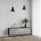 TOUGH ZIG ZAG Móvel de TV com 3 Portas em Acabamento Preto