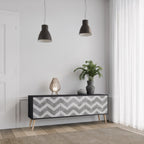 TOUGH ZIG ZAG Móvel de TV com 3 Portas em Acabamento Preto